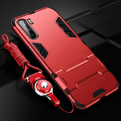 Coque Contour Silicone et Plastique Housse Etui Mat avec Aimant Magnetique Support A01 pour Huawei Mate 40 Lite 5G Rouge