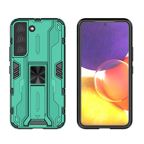 Coque Contour Silicone et Plastique Housse Etui Mat avec Aimant Magnetique Support A03 pour Samsung Galaxy S22 Plus 5G Vert