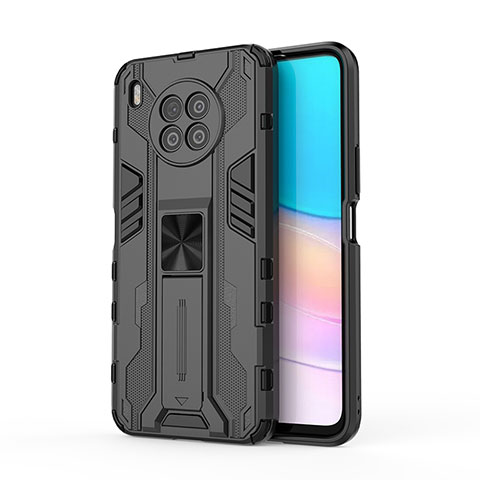 Coque Contour Silicone et Plastique Housse Etui Mat avec Aimant Magnetique Support KC1 pour Huawei Nova 8i Noir