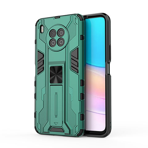 Coque Contour Silicone et Plastique Housse Etui Mat avec Aimant Magnetique Support KC1 pour Huawei Nova 8i Vert