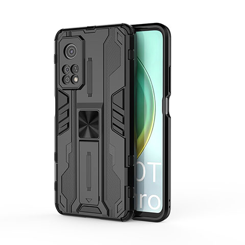 Coque Contour Silicone et Plastique Housse Etui Mat avec Aimant Magnetique Support KC1 pour Xiaomi Mi 10T 5G Noir