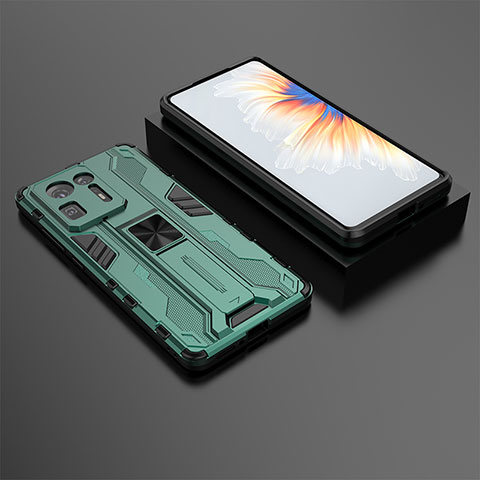 Coque Contour Silicone et Plastique Housse Etui Mat avec Aimant Magnetique Support KC1 pour Xiaomi Mi Mix 4 5G Vert