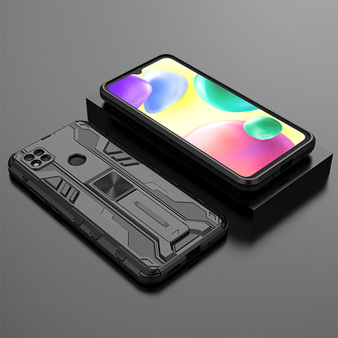 Coque Contour Silicone et Plastique Housse Etui Mat avec Aimant Magnetique Support KC1 pour Xiaomi POCO C31 Noir