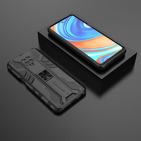 Coque Contour Silicone et Plastique Housse Etui Mat avec Aimant Magnetique Support KC1 pour Xiaomi Poco M2 Pro Noir