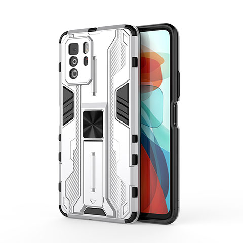 Coque Contour Silicone et Plastique Housse Etui Mat avec Aimant Magnetique Support KC1 pour Xiaomi Poco X3 GT 5G Argent