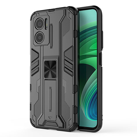 Coque Contour Silicone et Plastique Housse Etui Mat avec Aimant Magnetique Support KC1 pour Xiaomi Redmi 11 Prime 5G Noir