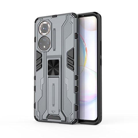 Coque Contour Silicone et Plastique Housse Etui Mat avec Aimant Magnetique Support KC2 pour Huawei Nova 9 Gris