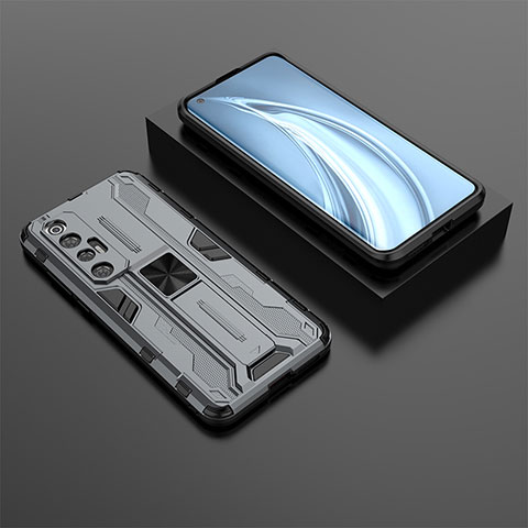 Coque Contour Silicone et Plastique Housse Etui Mat avec Aimant Magnetique Support KC2 pour Xiaomi Mi 10S 5G Gris