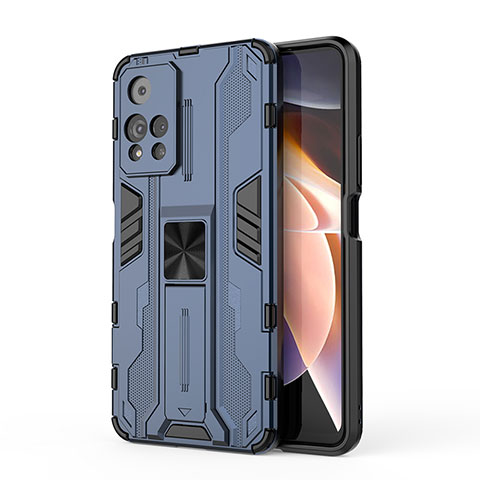 Coque Contour Silicone et Plastique Housse Etui Mat avec Aimant Magnetique Support KC2 pour Xiaomi Mi 11i 5G (2022) Bleu