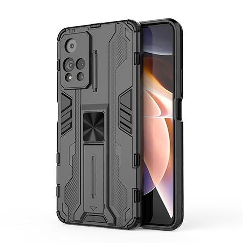 Coque Contour Silicone et Plastique Housse Etui Mat avec Aimant Magnetique Support KC2 pour Xiaomi Mi 11i 5G (2022) Noir