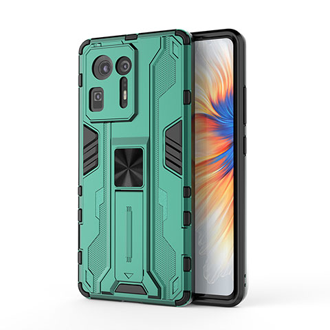 Coque Contour Silicone et Plastique Housse Etui Mat avec Aimant Magnetique Support KC2 pour Xiaomi Mi Mix 4 5G Vert