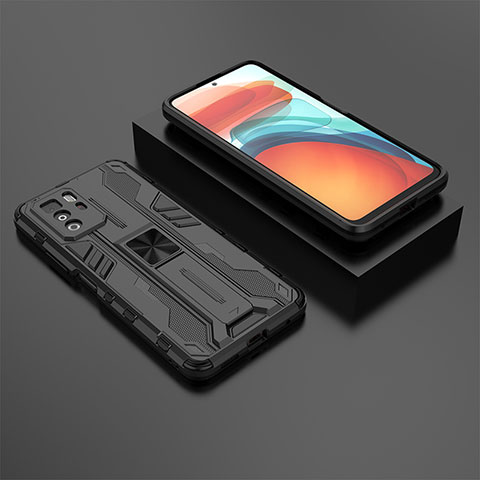 Coque Contour Silicone et Plastique Housse Etui Mat avec Aimant Magnetique Support KC2 pour Xiaomi Poco X3 GT 5G Noir