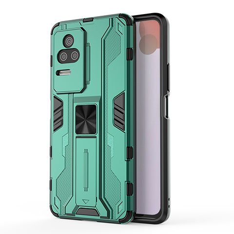 Coque Contour Silicone et Plastique Housse Etui Mat avec Aimant Magnetique Support KC2 pour Xiaomi Redmi K50 5G Vert