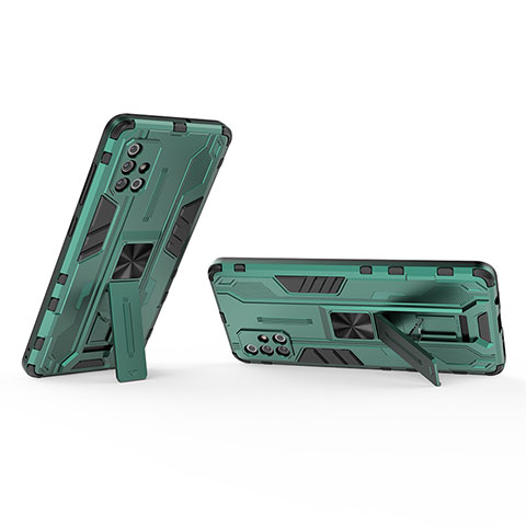 Coque Contour Silicone et Plastique Housse Etui Mat avec Aimant Magnetique Support KC3 pour Samsung Galaxy A71 4G A715 Vert