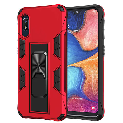 Coque Contour Silicone et Plastique Housse Etui Mat avec Aimant Magnetique Support MQ1 pour Samsung Galaxy A10e Rouge