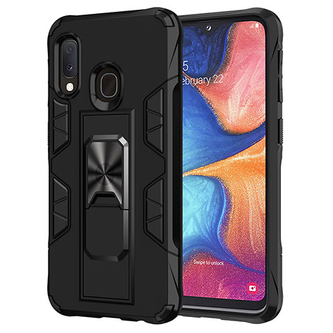 Coque Contour Silicone et Plastique Housse Etui Mat avec Aimant Magnetique Support MQ1 pour Samsung Galaxy A20e Noir