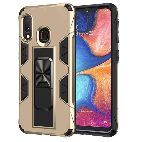 Coque Contour Silicone et Plastique Housse Etui Mat avec Aimant Magnetique Support MQ1 pour Samsung Galaxy A20e Or