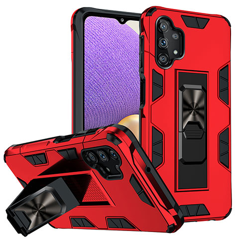 Coque Contour Silicone et Plastique Housse Etui Mat avec Aimant Magnetique Support MQ1 pour Samsung Galaxy A32 4G Rouge