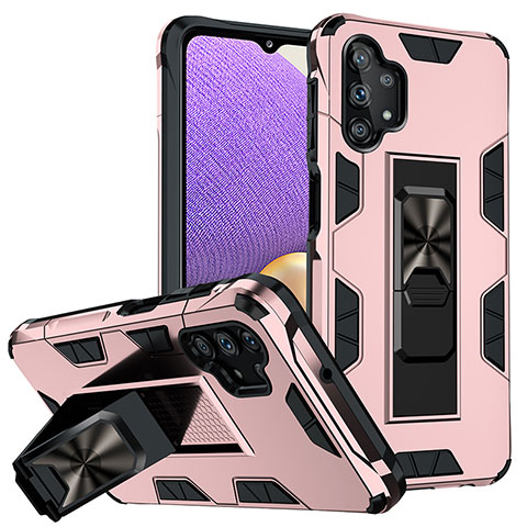 Coque Contour Silicone et Plastique Housse Etui Mat avec Aimant Magnetique Support MQ1 pour Samsung Galaxy A32 5G Or Rose