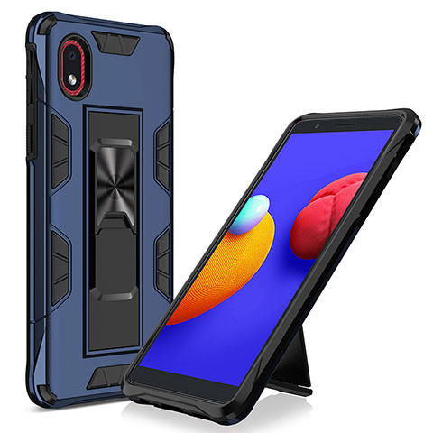 Coque Contour Silicone et Plastique Housse Etui Mat avec Aimant Magnetique Support MQ1 pour Samsung Galaxy M01 Core Bleu