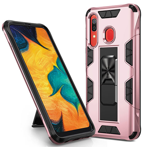 Coque Contour Silicone et Plastique Housse Etui Mat avec Aimant Magnetique Support MQ1 pour Samsung Galaxy M10S Or Rose