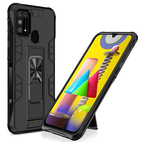 Coque Contour Silicone et Plastique Housse Etui Mat avec Aimant Magnetique Support MQ1 pour Samsung Galaxy M31 Noir