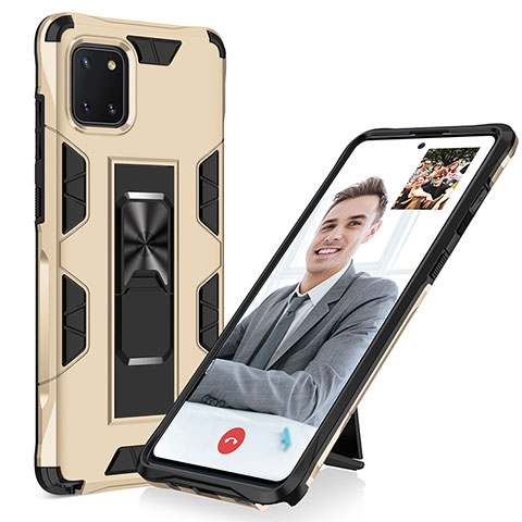 Coque Contour Silicone et Plastique Housse Etui Mat avec Aimant Magnetique Support MQ1 pour Samsung Galaxy M60s Or