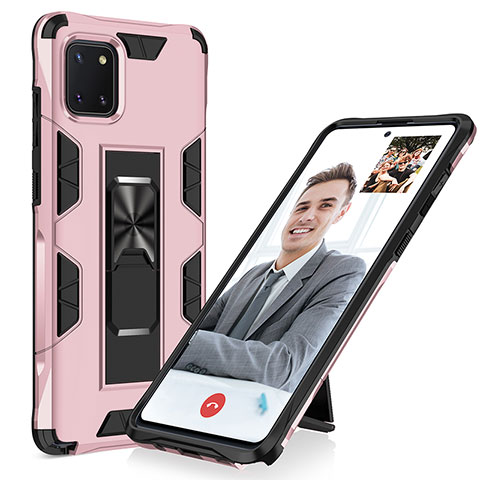 Coque Contour Silicone et Plastique Housse Etui Mat avec Aimant Magnetique Support MQ1 pour Samsung Galaxy M60s Or Rose