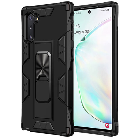 Coque Contour Silicone et Plastique Housse Etui Mat avec Aimant Magnetique Support MQ1 pour Samsung Galaxy Note 10 5G Noir