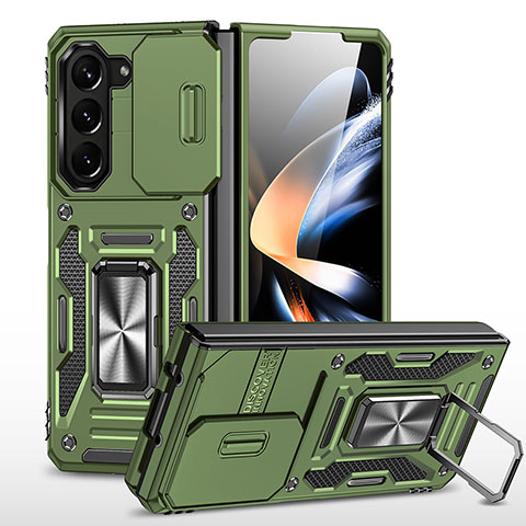 Coque Contour Silicone et Plastique Housse Etui Mat avec Aimant Magnetique Support MQ1 pour Samsung Galaxy Z Fold5 5G Vert