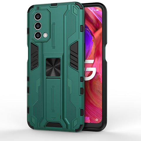 Coque Contour Silicone et Plastique Housse Etui Mat avec Aimant Magnetique Support pour Oppo A93 5G Vert