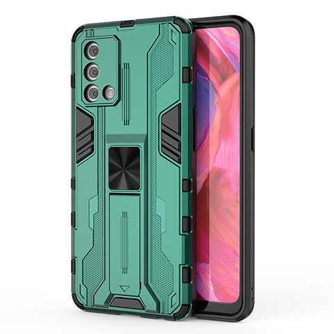 Coque Contour Silicone et Plastique Housse Etui Mat avec Aimant Magnetique Support pour Oppo A95 4G Vert