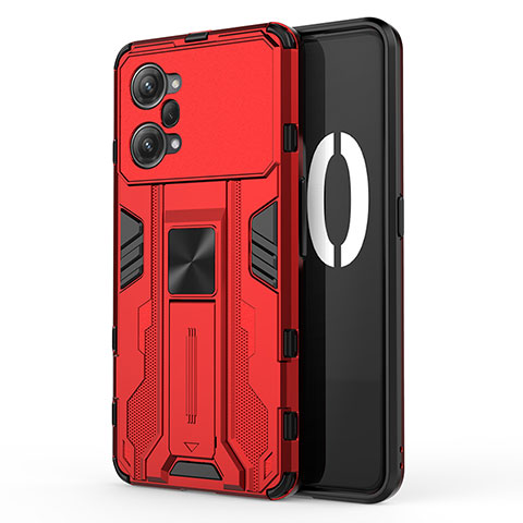 Coque Contour Silicone et Plastique Housse Etui Mat avec Aimant Magnetique Support pour Oppo K10 Pro 5G Rouge