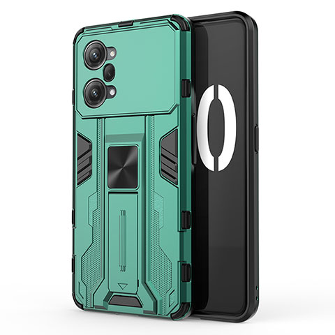 Coque Contour Silicone et Plastique Housse Etui Mat avec Aimant Magnetique Support pour Oppo K10 Pro 5G Vert