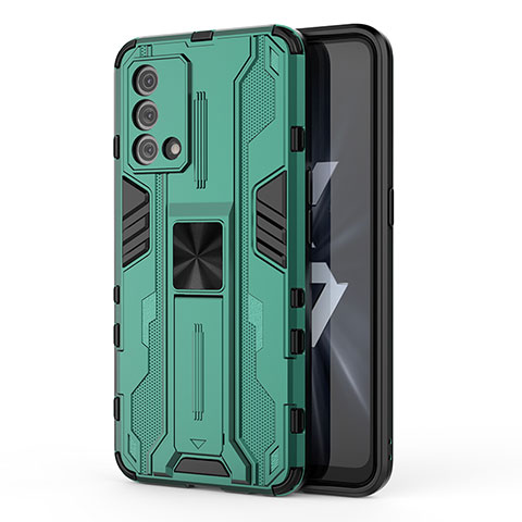 Coque Contour Silicone et Plastique Housse Etui Mat avec Aimant Magnetique Support pour Oppo K9 5G Vert