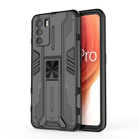 Coque Contour Silicone et Plastique Housse Etui Mat avec Aimant Magnetique Support pour Oppo K9 Pro 5G Noir