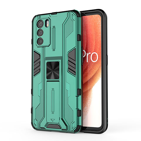 Coque Contour Silicone et Plastique Housse Etui Mat avec Aimant Magnetique Support pour Oppo K9 Pro 5G Vert