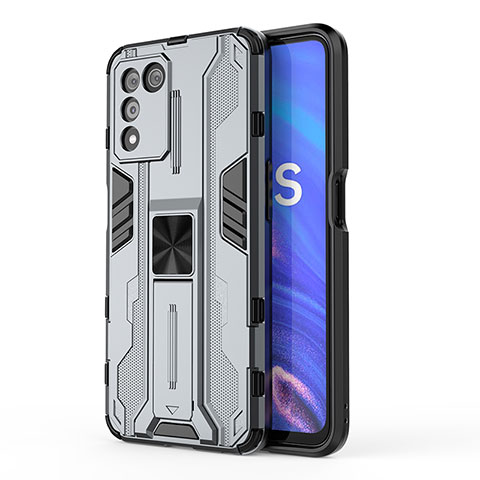 Coque Contour Silicone et Plastique Housse Etui Mat avec Aimant Magnetique Support pour Realme 9 SE 5G Gris