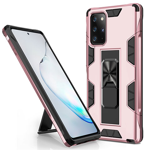 Coque Contour Silicone et Plastique Housse Etui Mat avec Aimant Magnetique Support pour Samsung Galaxy Note 20 Plus 5G Or Rose