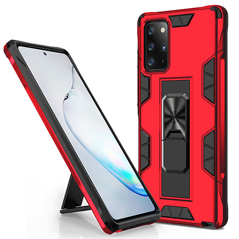 Coque Contour Silicone et Plastique Housse Etui Mat avec Aimant Magnetique Support pour Samsung Galaxy Note 20 Plus 5G Rouge