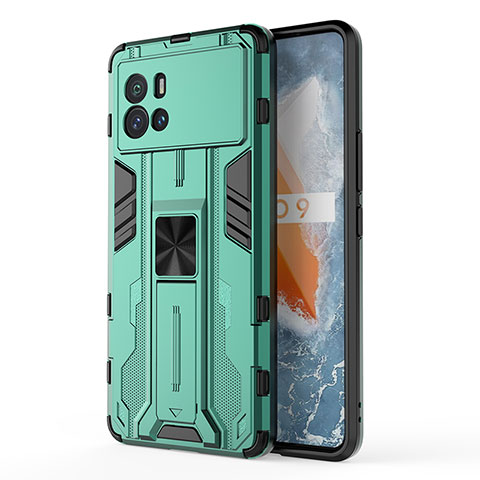 Coque Contour Silicone et Plastique Housse Etui Mat avec Aimant Magnetique Support pour Vivo iQOO 9 Pro 5G Vert