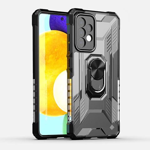 Coque Contour Silicone et Plastique Housse Etui Mat avec Magnetique Support Bague Anneau J01S pour Samsung Galaxy A52s 5G Noir