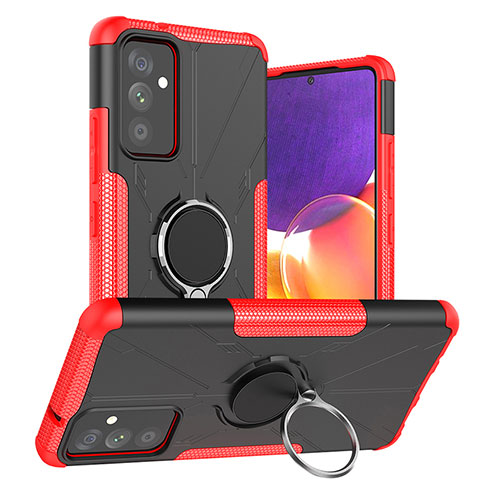 Coque Contour Silicone et Plastique Housse Etui Mat avec Magnetique Support Bague Anneau J01X pour Samsung Galaxy A05s Rouge