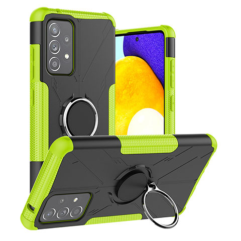 Coque Contour Silicone et Plastique Housse Etui Mat avec Magnetique Support Bague Anneau J01X pour Samsung Galaxy A52s 5G Vert