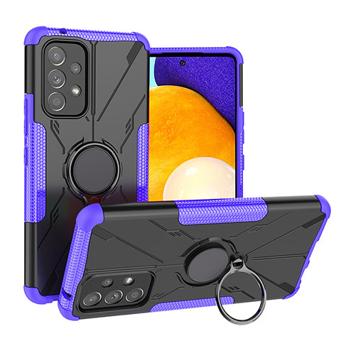 Coque Contour Silicone et Plastique Housse Etui Mat avec Magnetique Support Bague Anneau J01X pour Samsung Galaxy A53 5G Violet