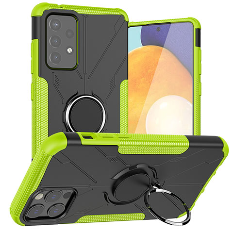 Coque Contour Silicone et Plastique Housse Etui Mat avec Magnetique Support Bague Anneau J01X pour Samsung Galaxy A72 5G Vert