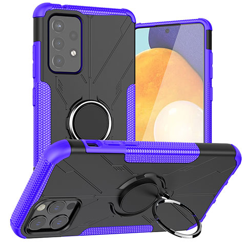 Coque Contour Silicone et Plastique Housse Etui Mat avec Magnetique Support Bague Anneau J01X pour Samsung Galaxy A72 5G Violet