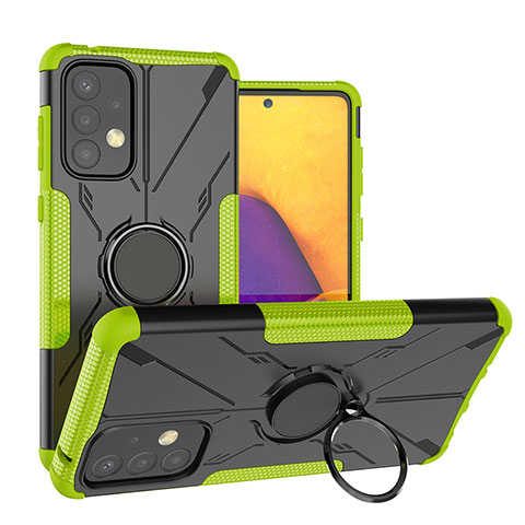 Coque Contour Silicone et Plastique Housse Etui Mat avec Magnetique Support Bague Anneau J01X pour Samsung Galaxy A73 5G Vert