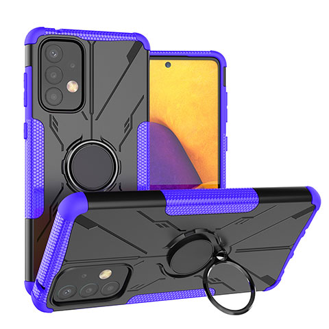 Coque Contour Silicone et Plastique Housse Etui Mat avec Magnetique Support Bague Anneau J01X pour Samsung Galaxy A73 5G Violet