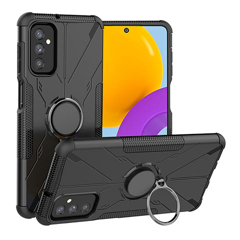 Coque Contour Silicone et Plastique Housse Etui Mat avec Magnetique Support Bague Anneau J01X pour Samsung Galaxy M52 5G Noir